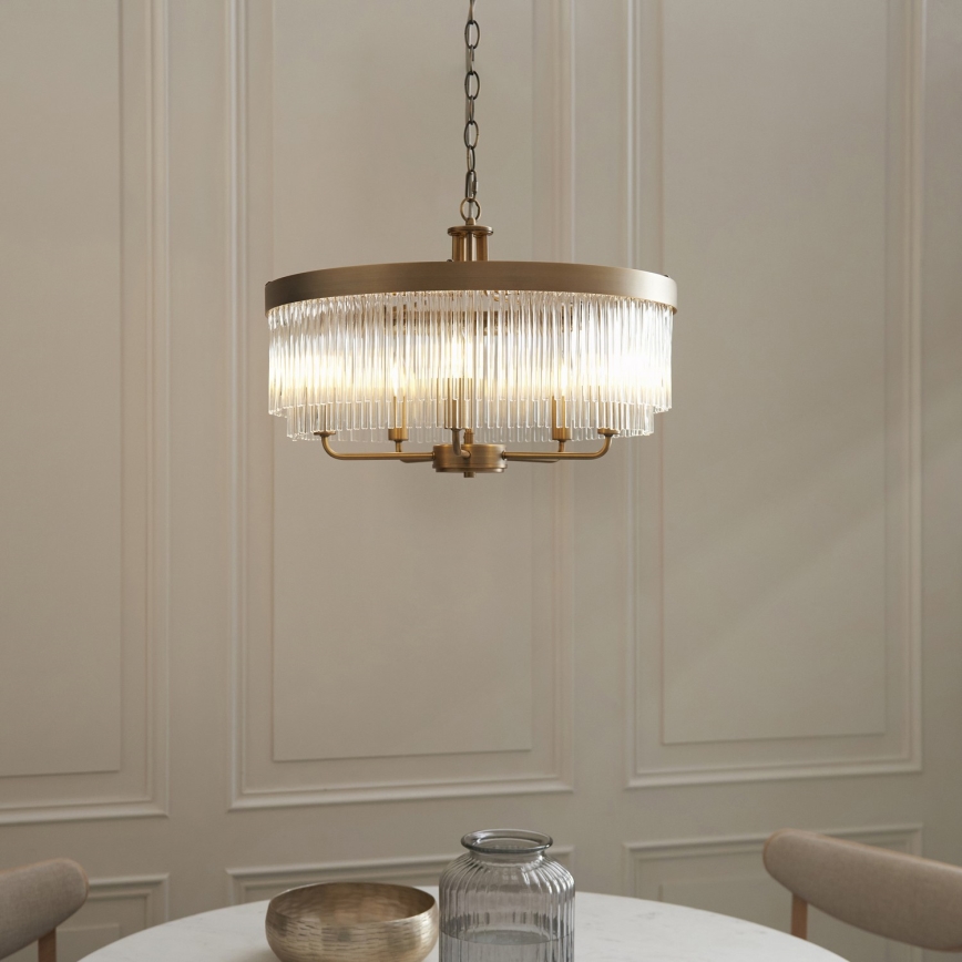 Endon 119110 - Πολυέλαιος CLERMONT με αλυσίδα 5xE14/6W/230V σε ορείχαλκο