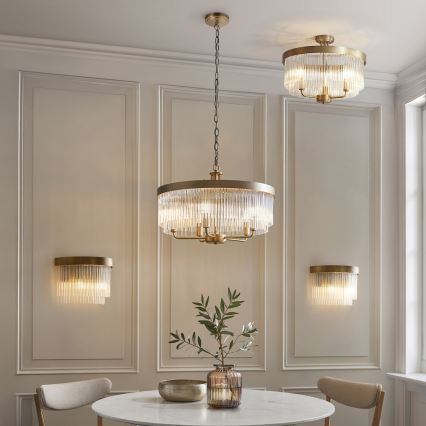 Endon 119110 - Πολυέλαιος CLERMONT με αλυσίδα 5xE14/6W/230V σε ορείχαλκο