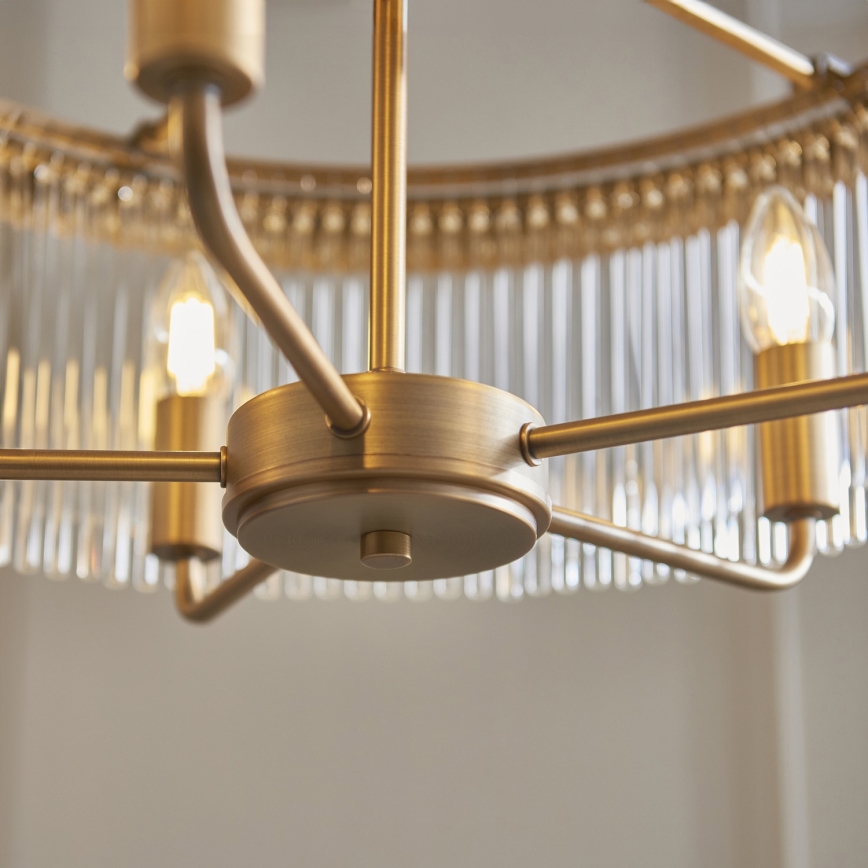 Endon 119110 - Πολυέλαιος CLERMONT με αλυσίδα 5xE14/6W/230V σε ορείχαλκο