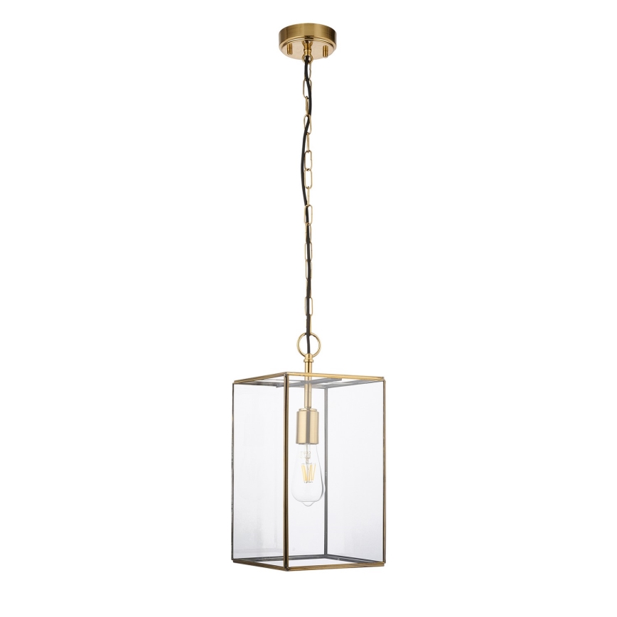 Endon 119141 - Φωτιστικό οροφής με αλυσίδα HAMMOND 1xE27/10W/230V 21,5x21,5 cm ορείχαλκος