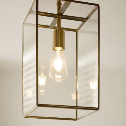 Endon 119141 - Φωτιστικό οροφής με αλυσίδα HAMMOND 1xE27/10W/230V 21,5x21,5 cm ορείχαλκος