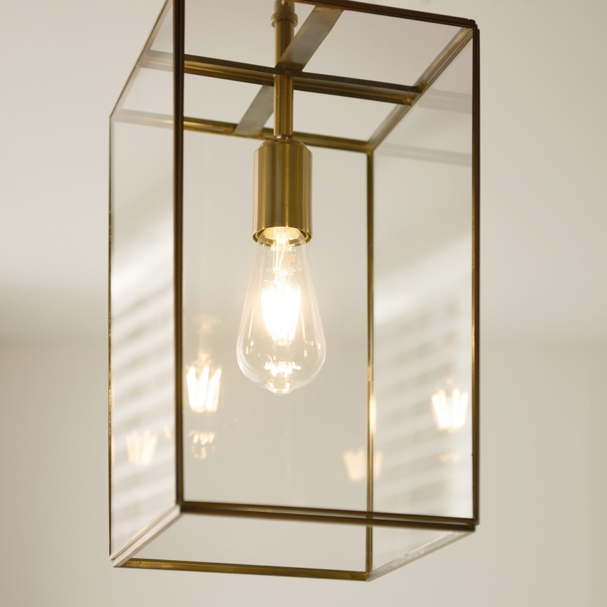 Endon 119141 - Φωτιστικό οροφής με αλυσίδα HAMMOND 1xE27/10W/230V 21,5x21,5 cm ορείχαλκος