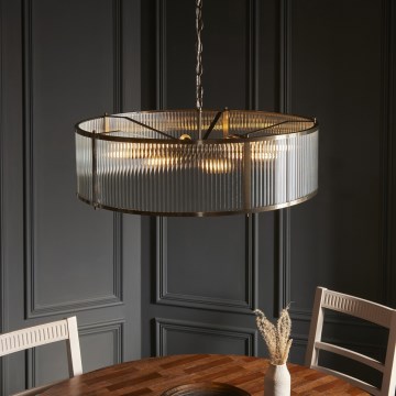Endon 119455 - Κρεμαστός πολυέλαιος RIDGETON 8xE14/7W/230V μπρούτζινος