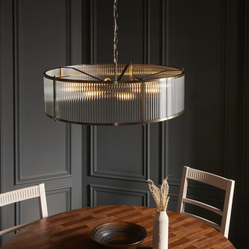 Endon 119455 - Κρεμαστός πολυέλαιος RIDGETON 8xE14/7W/230V μπρούτζινος