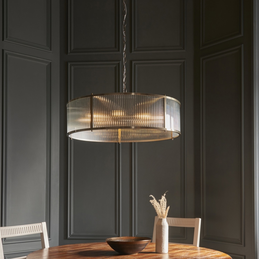 Endon 119455 - Κρεμαστός πολυέλαιος RIDGETON 8xE14/7W/230V μπρούτζινος