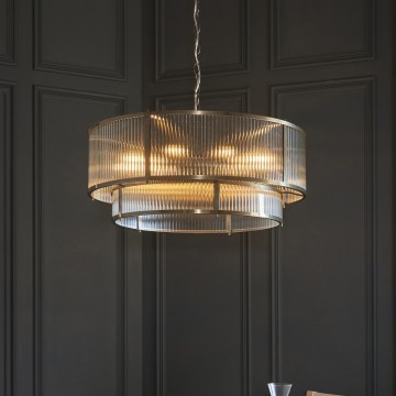 Endon 119456 - Πολυέλαιος με αλυσίδα RIDGETON 8xE14/7W/230V ορείχαλκος