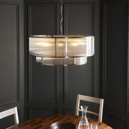 Endon 119456 - Πολυέλαιος με αλυσίδα RIDGETON 8xE14/7W/230V ορείχαλκος