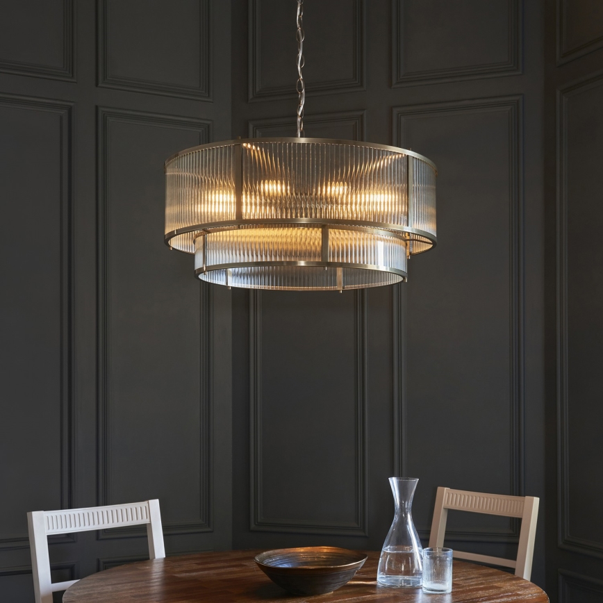 Endon 119456 - Πολυέλαιος με αλυσίδα RIDGETON 8xE14/7W/230V ορείχαλκος