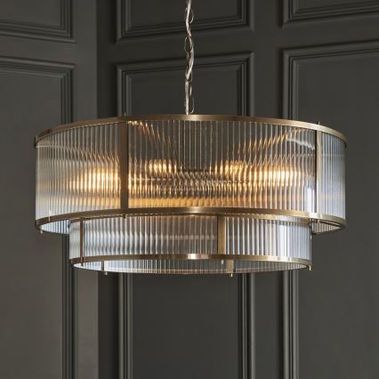 Endon 119456 - Πολυέλαιος με αλυσίδα RIDGETON 8xE14/7W/230V ορείχαλκος