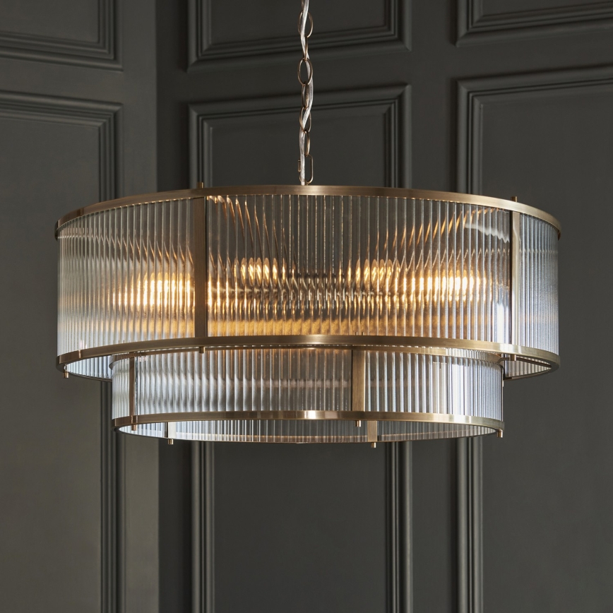 Endon 119456 - Πολυέλαιος με αλυσίδα RIDGETON 8xE14/7W/230V ορείχαλκος