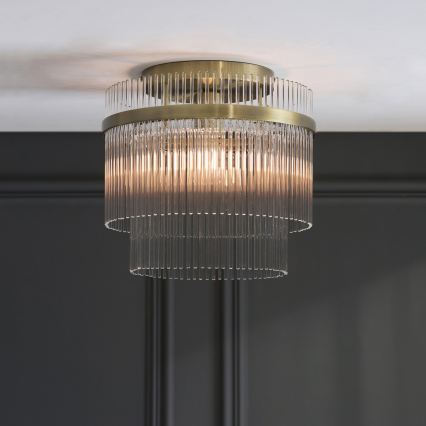 Endon 119492 - Επιφανειακό φωτιστικό οροφής MARIETTA 1xE27/10W/230V μπρούτζινο/διάφανο