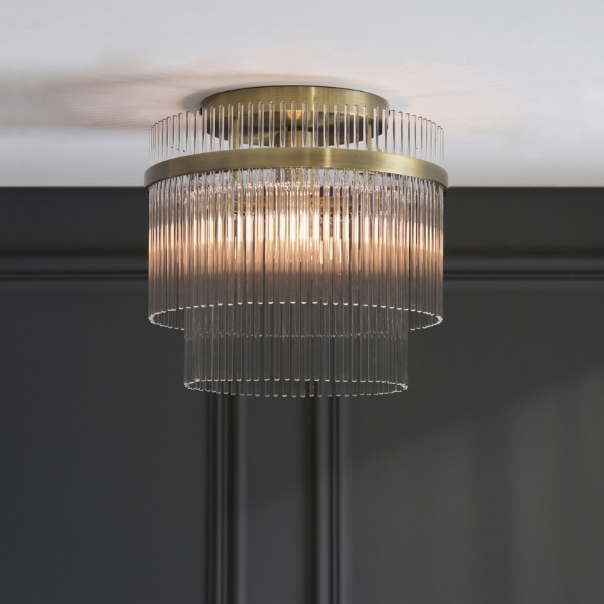 Endon 119492 - Επιφανειακό φωτιστικό οροφής MARIETTA 1xE27/10W/230V μπρούτζινο/διάφανο