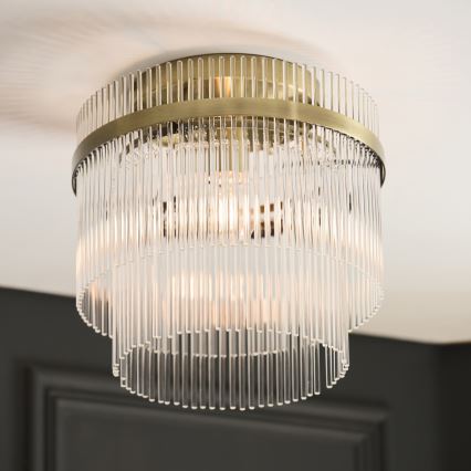 Endon 119492 - Επιφανειακό φωτιστικό οροφής MARIETTA 1xE27/10W/230V μπρούτζινο/διάφανο