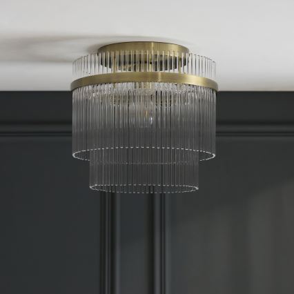 Endon 119492 - Επιφανειακό φωτιστικό οροφής MARIETTA 1xE27/10W/230V μπρούτζινο/διάφανο