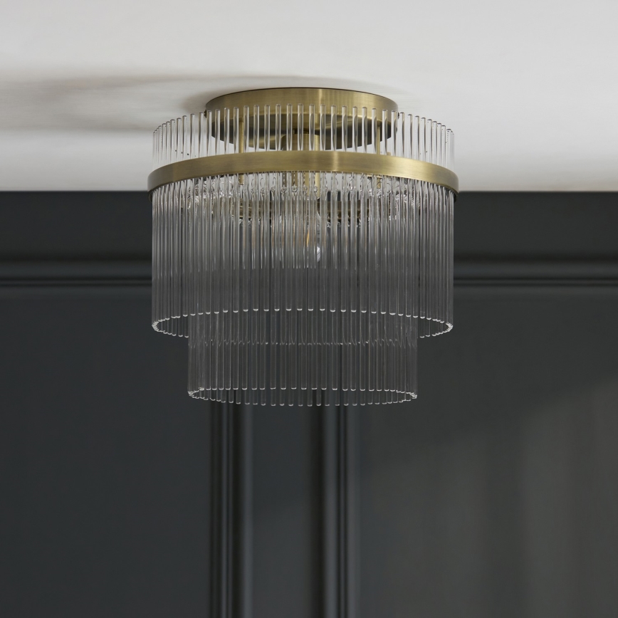 Endon 119492 - Επιφανειακό φωτιστικό οροφής MARIETTA 1xE27/10W/230V μπρούτζινο/διάφανο