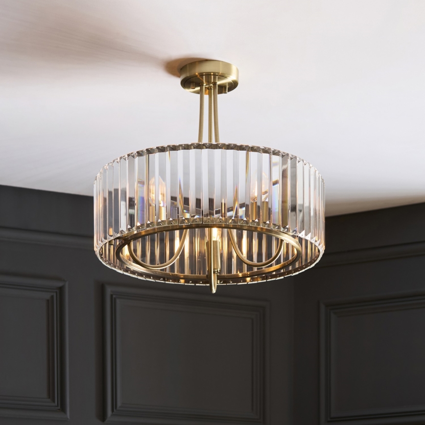 Endon 119609 - Κρεμαστό φωτιστικό σε ράβδο VISCONTI 3xE14/6W/230V μπρούτζινο