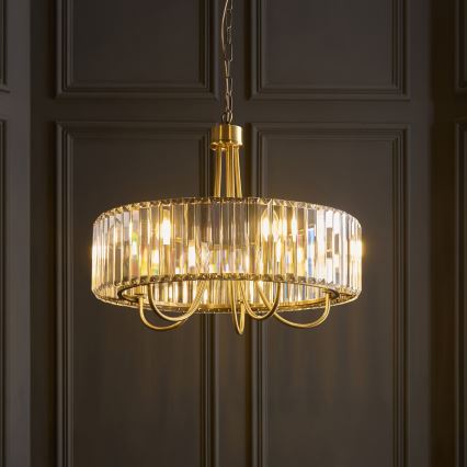 Endon 119610 - Κρεμαστό φωτιστικό VISCONTI με αλυσίδα 5xE14/6W/230V, ορείχαλκος
