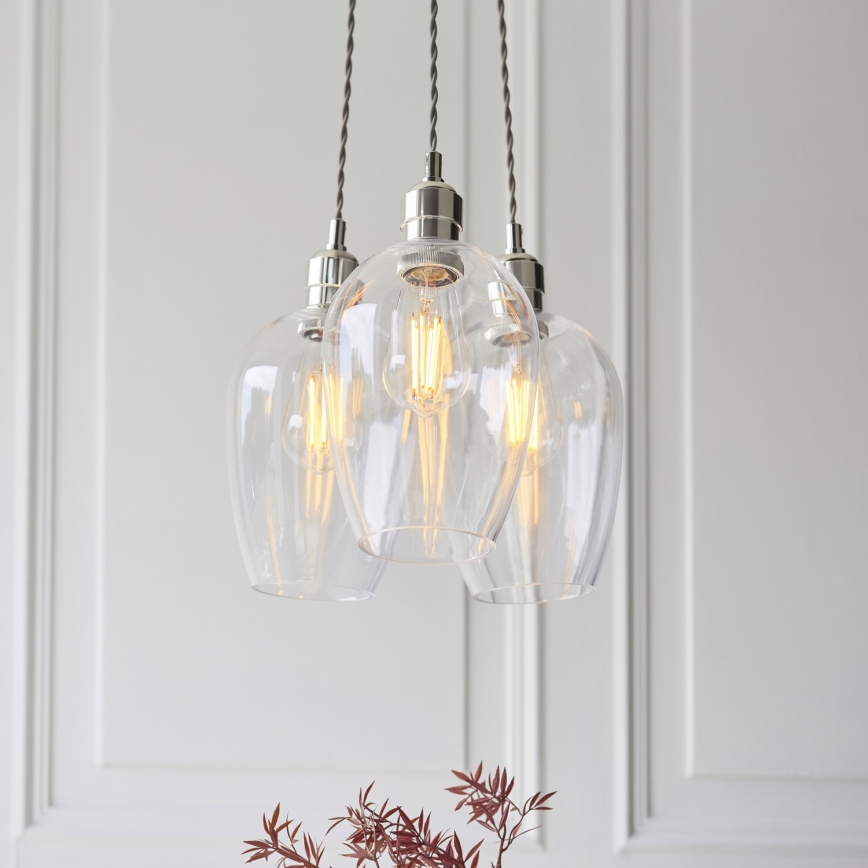 Endon 120644 - Κρεμαστό φωτιστικό με καλώδιο 3xE27/10W/230V γυαλιστερό χρώμιο