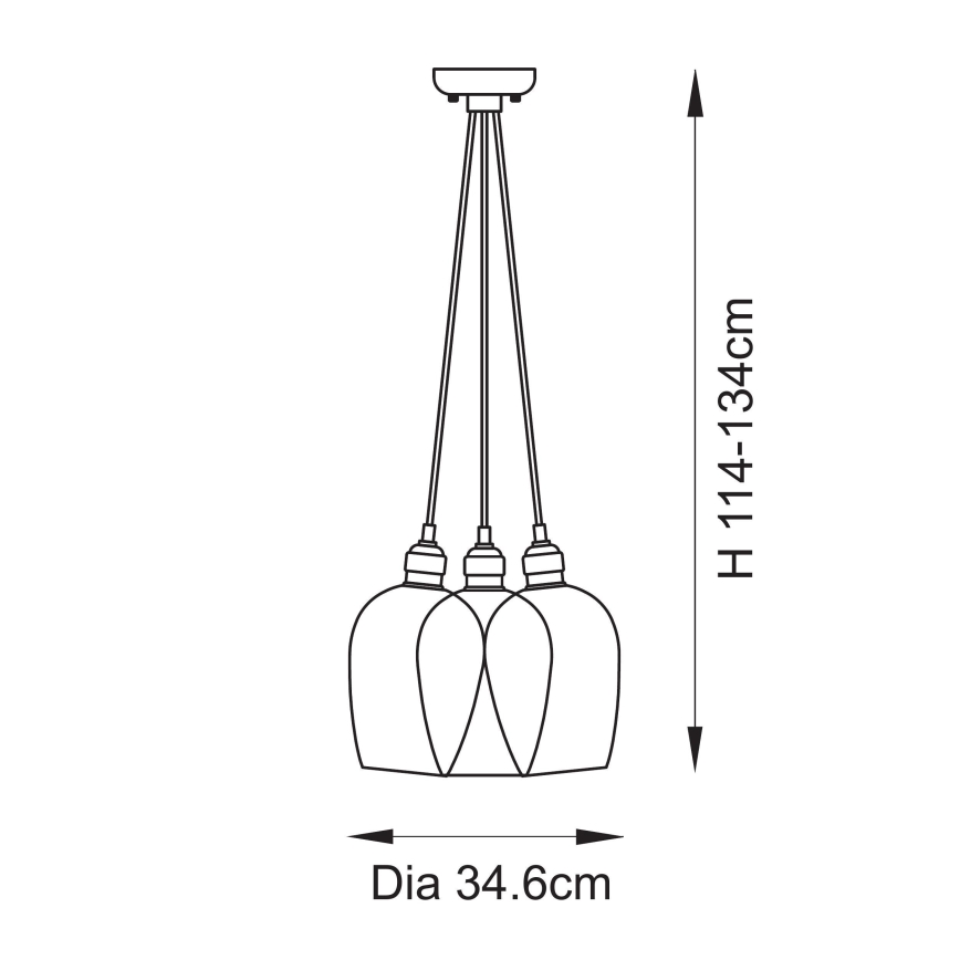 Endon 120644 - Κρεμαστό φωτιστικό με καλώδιο 3xE27/10W/230V γυαλιστερό χρώμιο