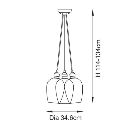 Endon 120648 - Κρεμαστό φωτιστικό με καλώδιο 3xE27/10W/230V, φινίρισμα ορείχαλκου