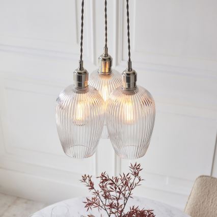 Endon 120652 - Κρεμαστό φωτιστικό με καλώδιο, 3xE27/10W/230V, σε γυαλιστερό χρώμιο