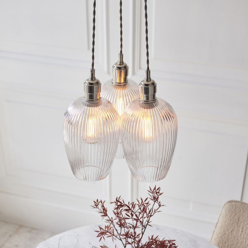Endon 120652 - Κρεμαστό φωτιστικό με καλώδιο, 3xE27/10W/230V, σε γυαλιστερό χρώμιο
