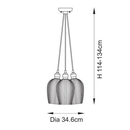 Endon 120652 - Κρεμαστό φωτιστικό με καλώδιο, 3xE27/10W/230V, σε γυαλιστερό χρώμιο