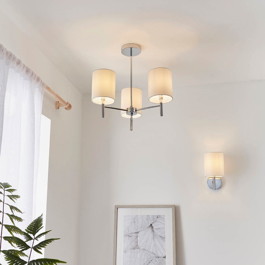 Endon 56642 - Κρεμαστό φωτιστικό BRIO 3xE14/40W/230V γυαλιστερό χρώμιο/λευκό