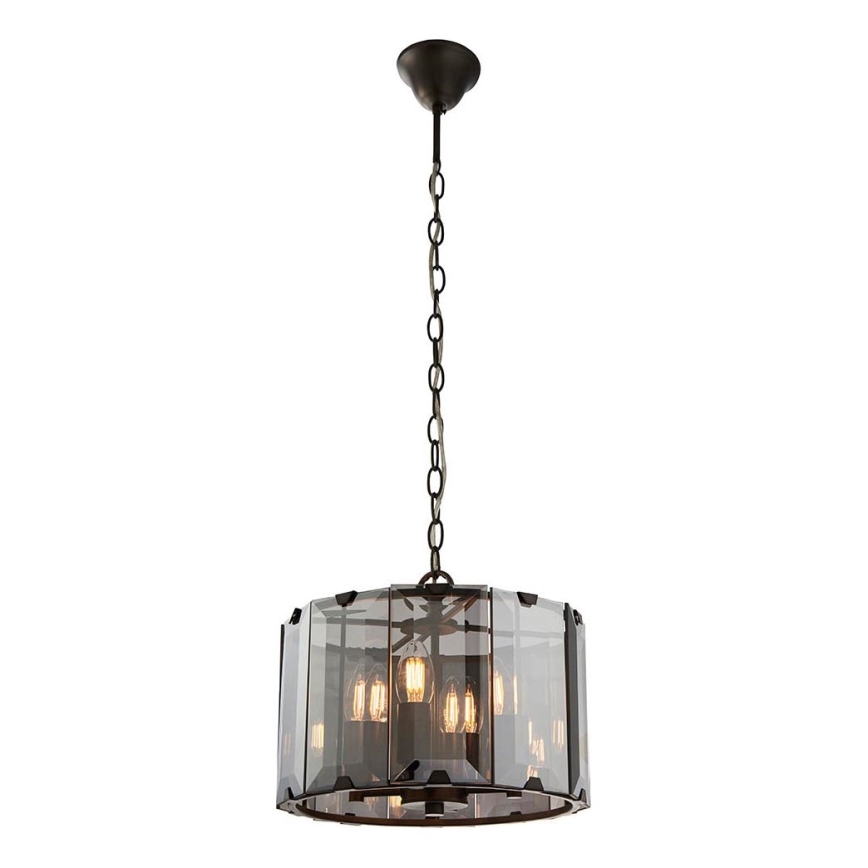 Endon 61281 - Κρεμαστό φωτιστικό σε αλυσίδα CLOONEY 4xE14/40W/230V μαύρο/καπνιστό