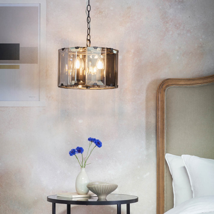 Endon 61281 - Κρεμαστό φωτιστικό σε αλυσίδα CLOONEY 4xE14/40W/230V μαύρο/καπνιστό