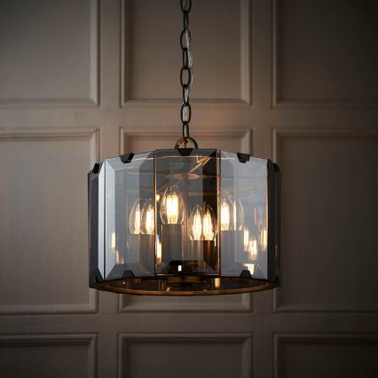 Endon 61281 - Κρεμαστό φωτιστικό σε αλυσίδα CLOONEY 4xE14/40W/230V μαύρο/καπνιστό