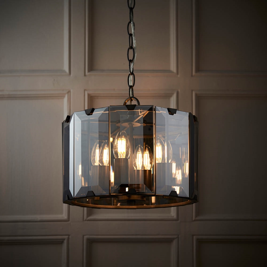 Endon 61281 - Κρεμαστό φωτιστικό σε αλυσίδα CLOONEY 4xE14/40W/230V μαύρο/καπνιστό