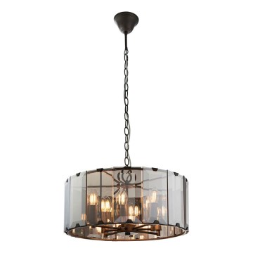 Endon 61294 - Κρεμαστό φωτιστικό οροφής CLOONEY 8xE14/40W/230V μαύρο/φιμέ