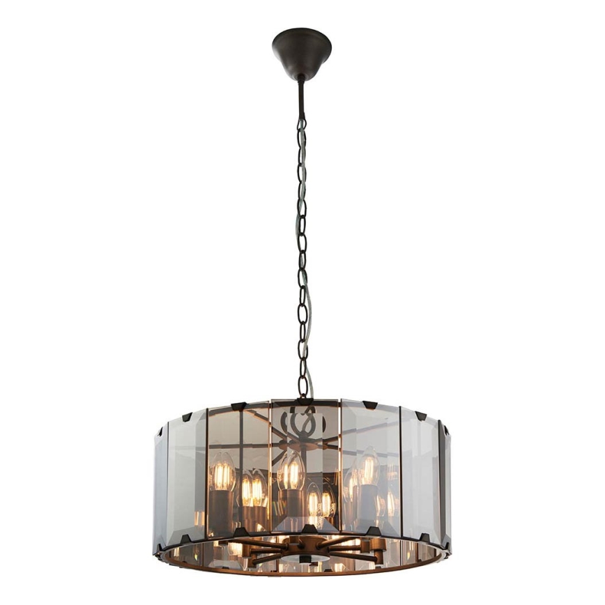 Endon 61294 - Κρεμαστό φωτιστικό οροφής CLOONEY 8xE14/40W/230V μαύρο/φιμέ
