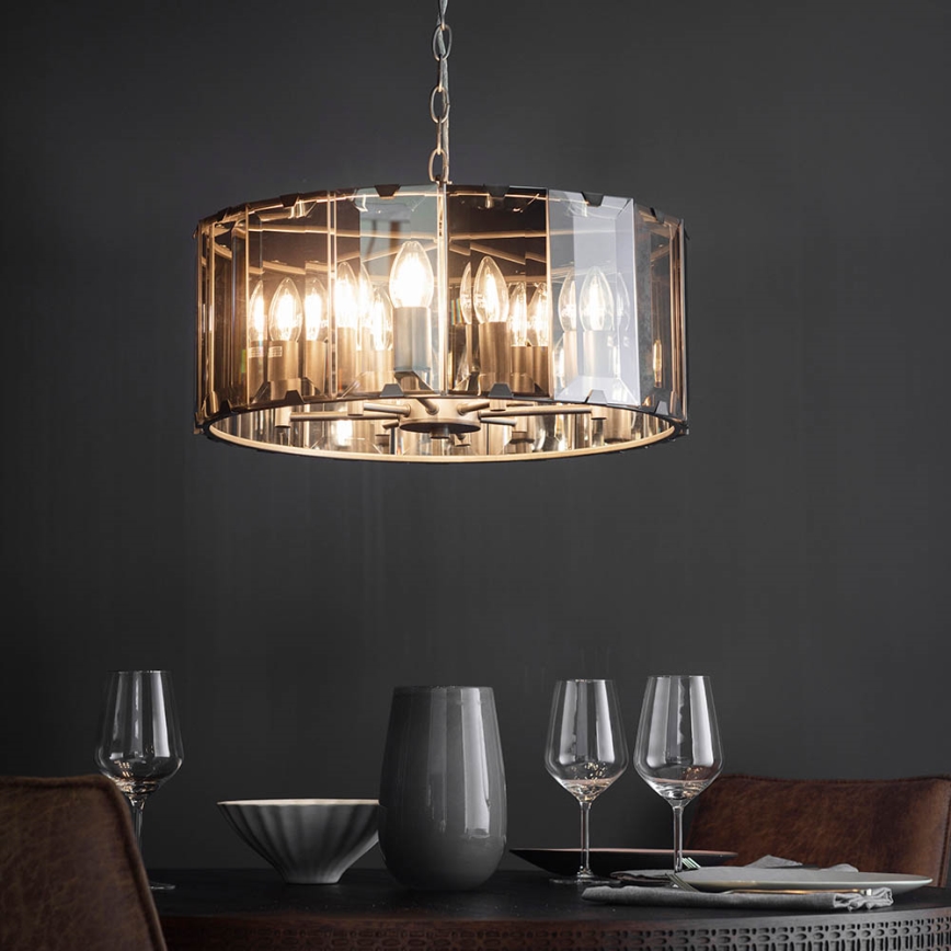 Endon 61294 - Κρεμαστό φωτιστικό οροφής CLOONEY 8xE14/40W/230V μαύρο/φιμέ