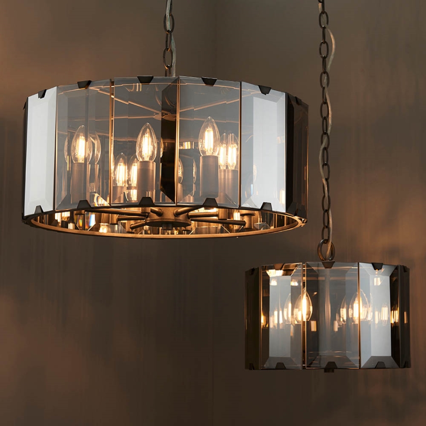 Endon 61294 - Κρεμαστό φωτιστικό οροφής CLOONEY 8xE14/40W/230V μαύρο/φιμέ