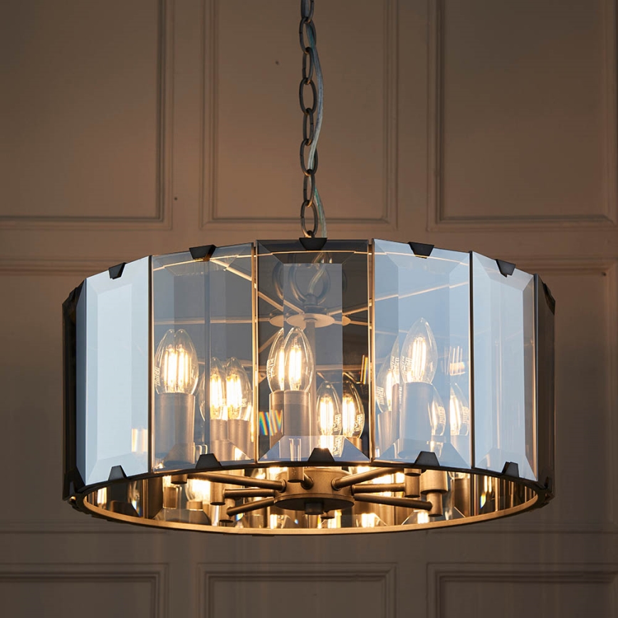 Endon 61294 - Κρεμαστό φωτιστικό οροφής CLOONEY 8xE14/40W/230V μαύρο/φιμέ