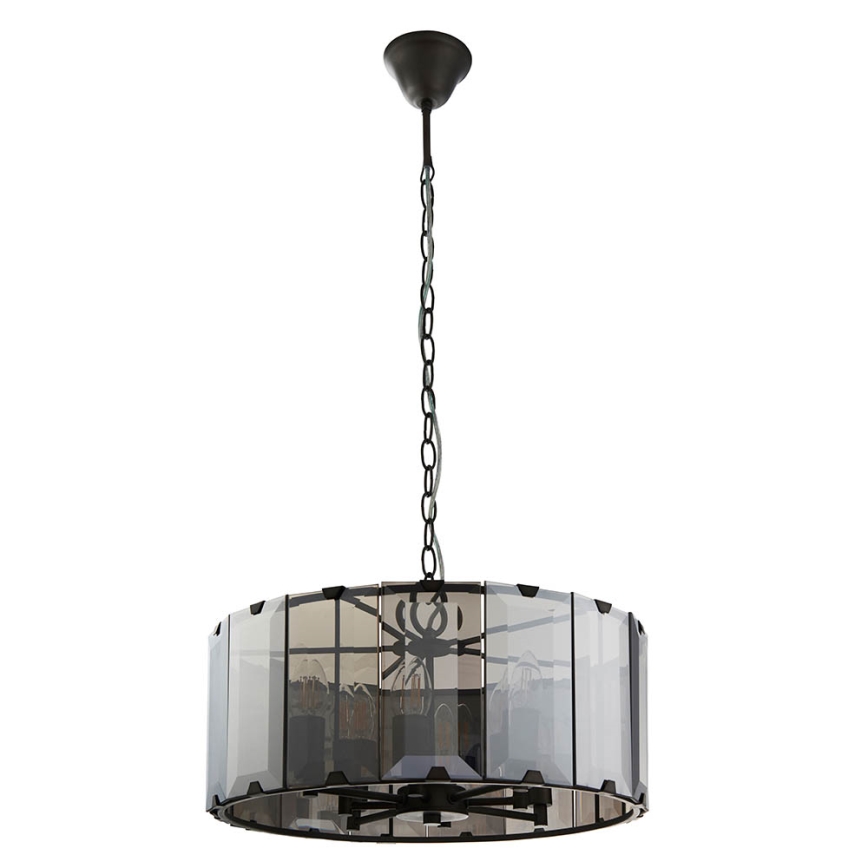 Endon 61294 - Κρεμαστό φωτιστικό οροφής CLOONEY 8xE14/40W/230V μαύρο/φιμέ