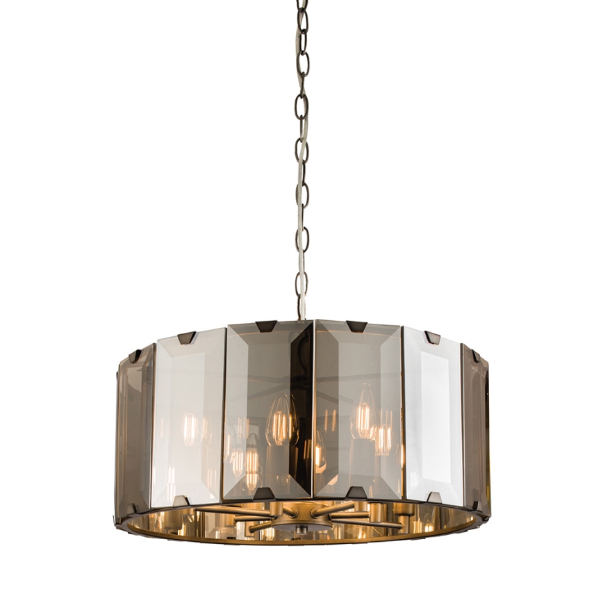Endon 61294 - Κρεμαστό φωτιστικό οροφής CLOONEY 8xE14/40W/230V μαύρο/φιμέ