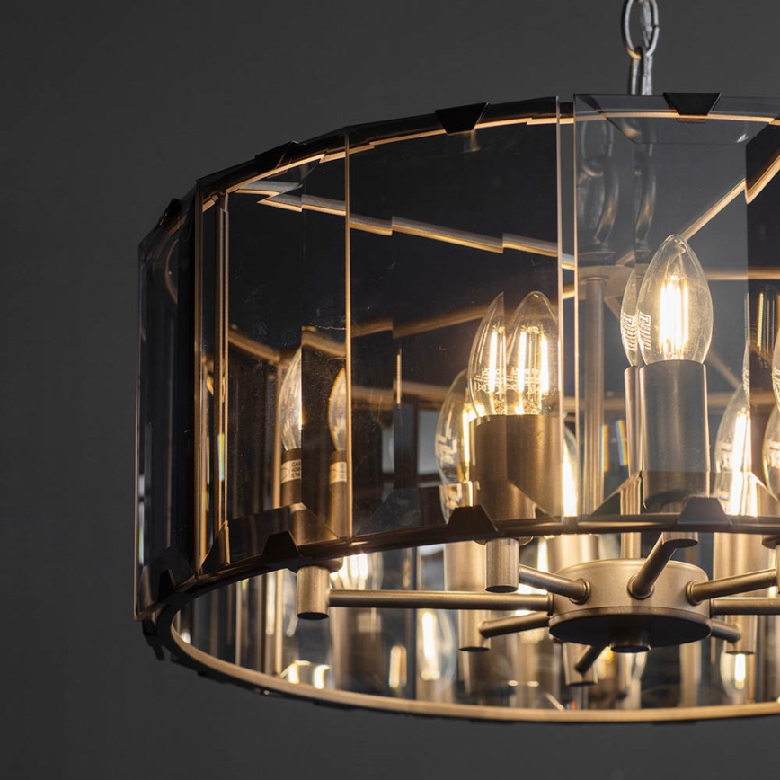 Endon 61294 - Κρεμαστό φωτιστικό οροφής CLOONEY 8xE14/40W/230V μαύρο/φιμέ