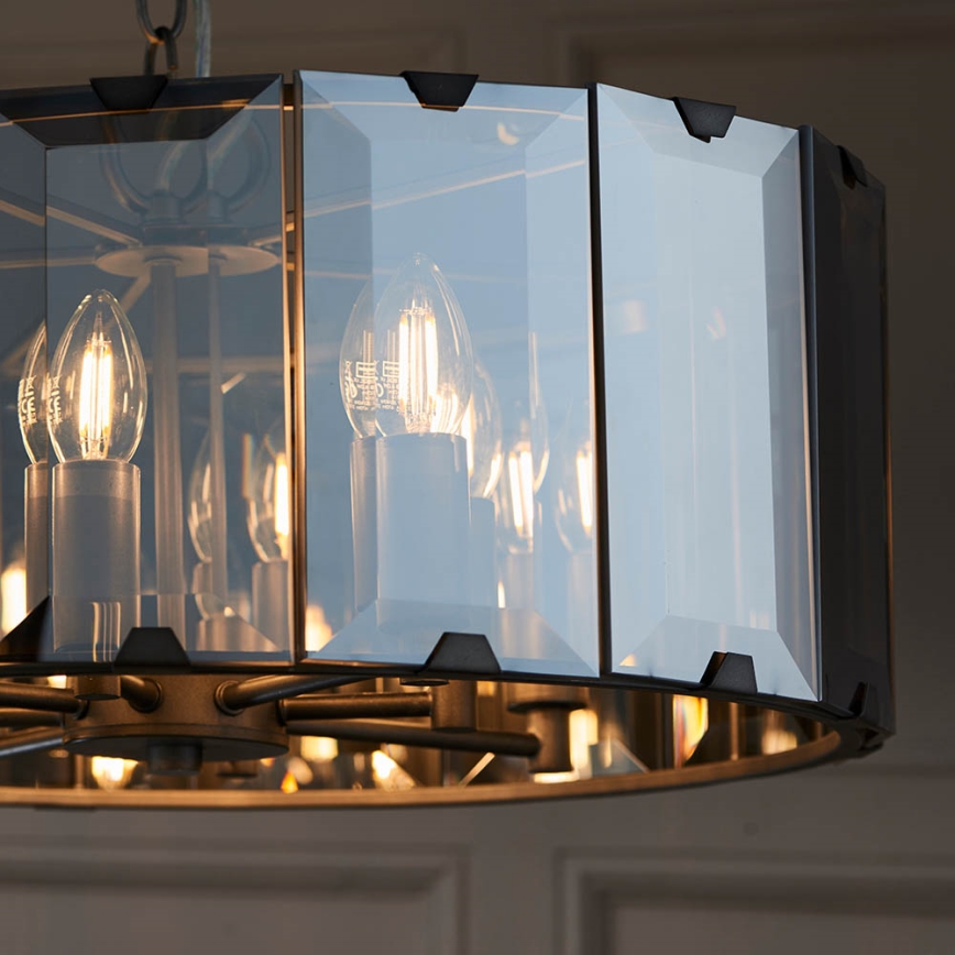 Endon 61294 - Κρεμαστό φωτιστικό οροφής CLOONEY 8xE14/40W/230V μαύρο/φιμέ