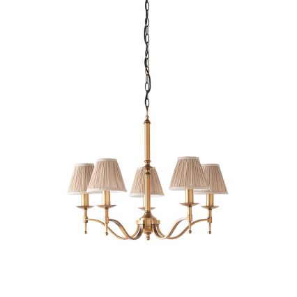 Endon 63627 - Πολυέλαιος με αλυσίδα STANFORD 5xE14/40W/230V ορείχαλκος/μπεζ
