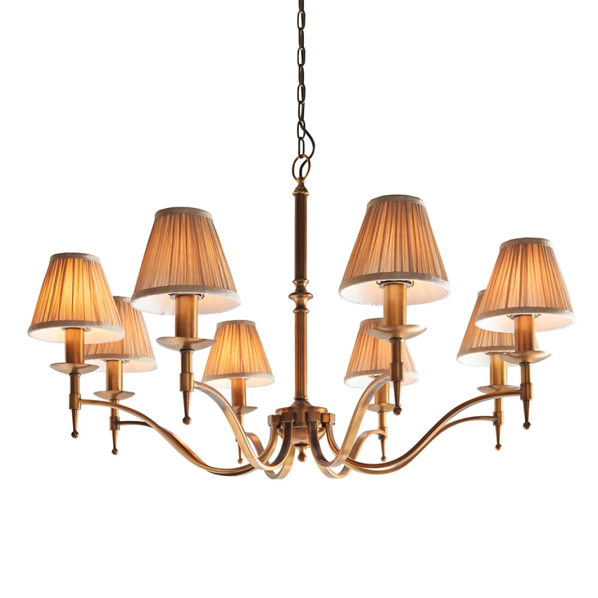 Endon 63629 - Πολυέλαιος με αλυσίδα STANFORD 8xE14/40W/230V μπρούτζινος/μπεζ