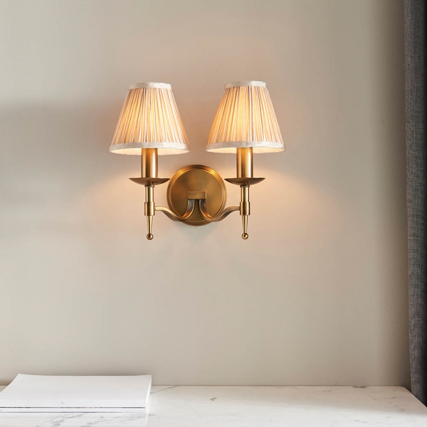 Endon 63654 - Επιτοίχιο φωτιστικό STANFORD 2xE14/40W/230V ορείχαλκος/μπεζ