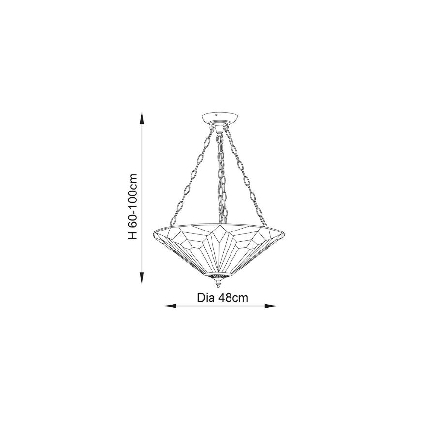 Endon 63936 - Κρεμαστό φωτιστικό με αλυσίδα Tiffany ASTORIA 3xE27/60W/230V διάμ. 48 εκ.