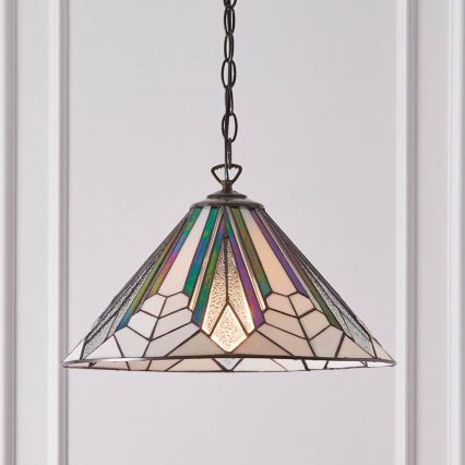 Endon 63937 - Κρεμαστό φωτιστικό με αλυσίδα Tiffany ASTORIA 1xE27/60W/230V διάμ. 40 εκ.