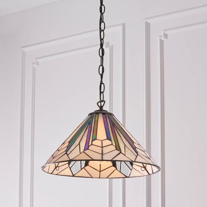 Endon 63937 - Κρεμαστό φωτιστικό με αλυσίδα Tiffany ASTORIA 1xE27/60W/230V διάμ. 40 εκ.