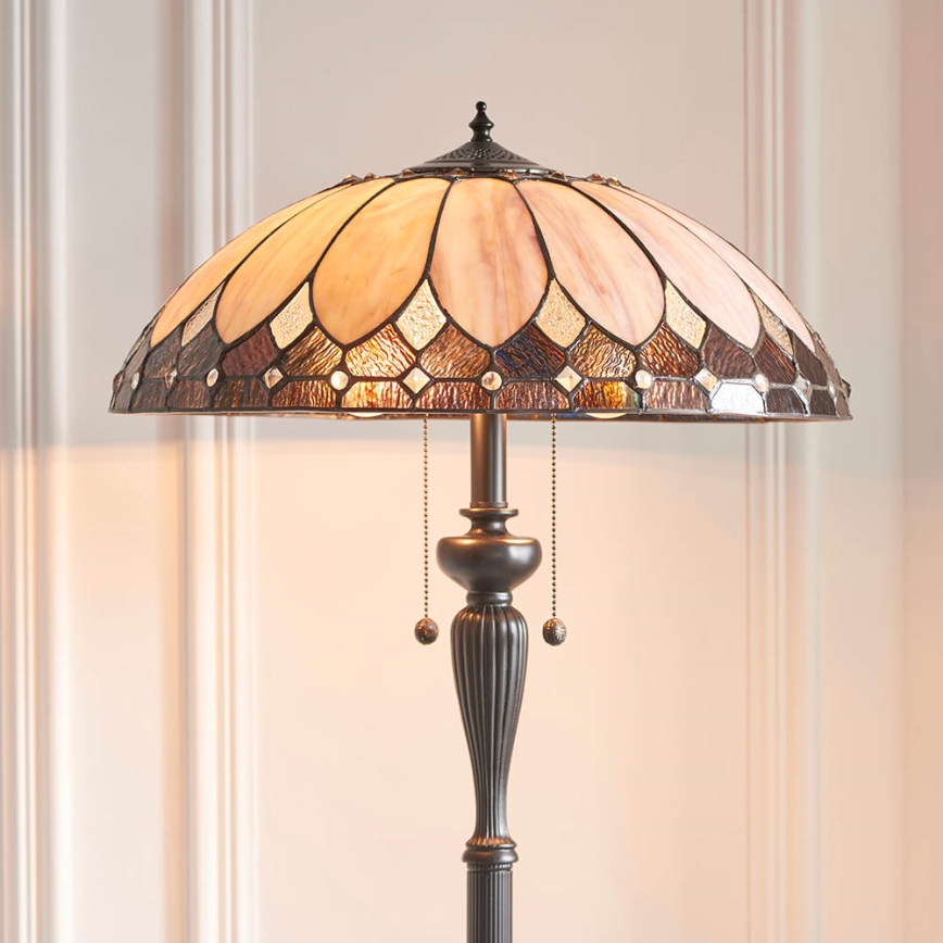 Endon 63972 - Επιδαπέδιο φωτιστικό Tiffany BROOKLYN 2xE27/60W/230V, Ø 50 cm