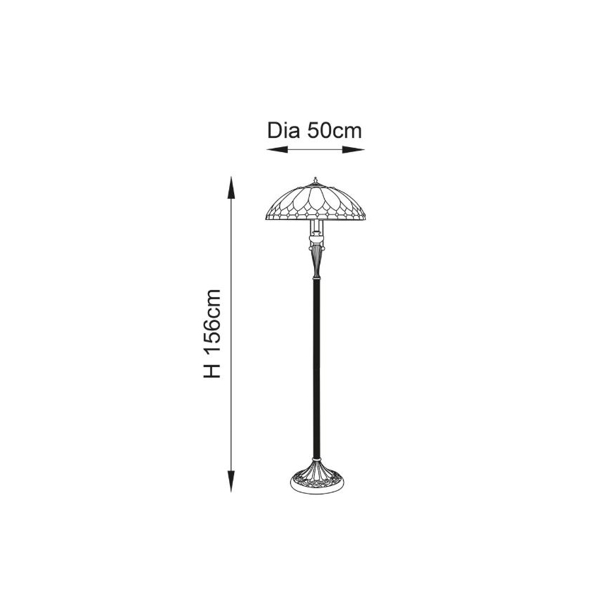 Endon 63972 - Επιδαπέδιο φωτιστικό Tiffany BROOKLYN 2xE27/60W/230V, Ø 50 cm