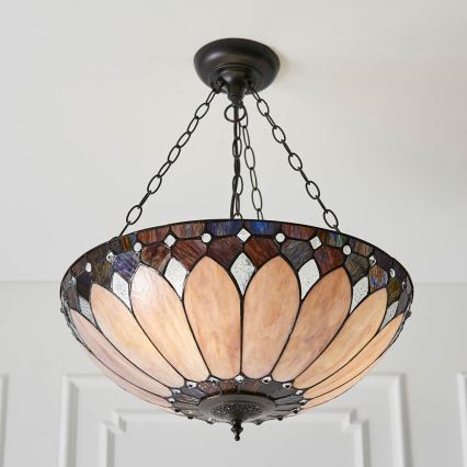 Endon 63976 - Πολυέλαιος με αλυσίδα Tiffany BROOKLYN 3xE27/60W/230V Ø 50 cm